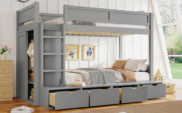 English Elm Twin Triple Bunk Bed Metal L-shaped Frame Sleeps Three Kids White Finish W1580S00474