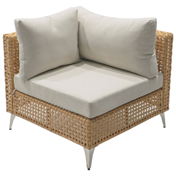 English Elm K&K 8-Piece Patio Conversation Set with 43" 60,000 BTU Propane Fire Pit, UV Wicker & Thick Cushions Beige,Orange N707S000012Z