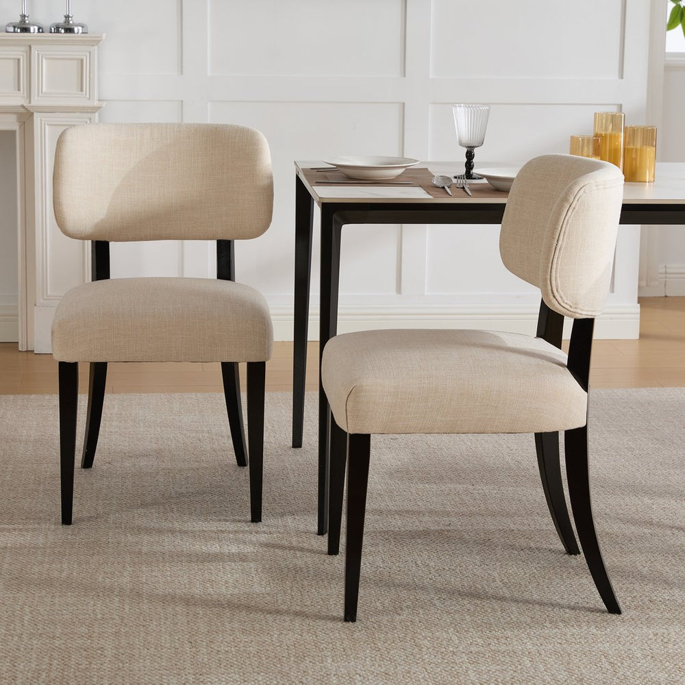 English Elm Wooden Farmhouse Dining Chairs Set of 2 Upholstered Seats Solid Legs for Kitchen W3244P392827