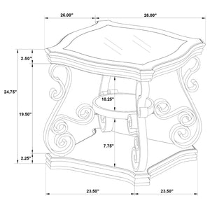 English Elm Bianca Merlot 2-Shelf Glass Top End Table with Cherry Veneer, Sturdy Metal Legs & Elegant Storage B062P328631