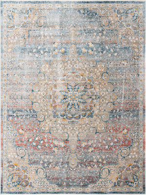 Unique Loom Newport Elms Machine Made Medallion Rug Multi, Blue/Gray/Ivory/Light Blue/Light Brown/Rust Red/Terracotta 9' 0" x 12' 2"