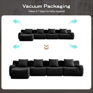 English Elm L-Shaped 4-Seat Modular Sofa In Plush Teddy Fabric - No Assembly, Ergonomic Design For Ultimate Comfort W714S01463