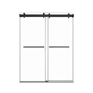 English Elm 44'' Frameless Double Sliding Shower Door Clear Tempered Glass Matte Black Hardware B133P156488