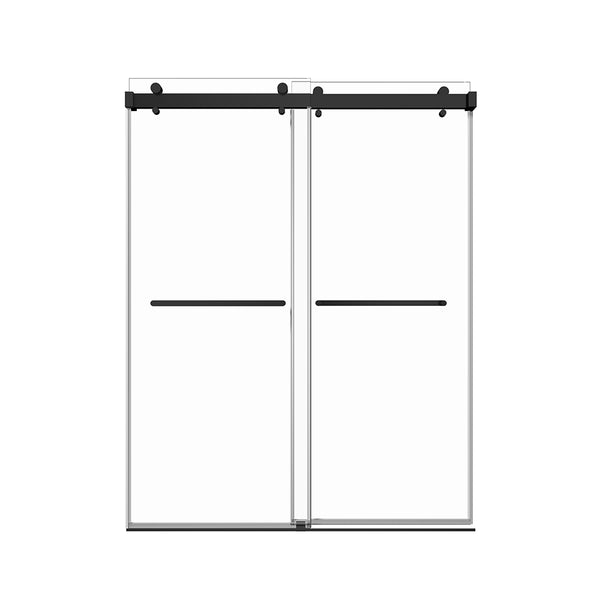 English Elm 44'' Frameless Double Sliding Shower Door Clear Tempered Glass Matte Black Hardware B133P156488