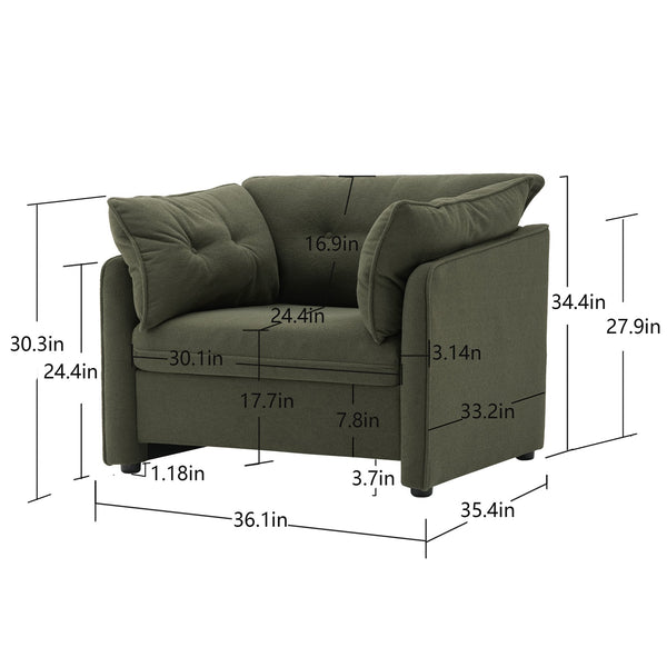 English Elm Modern Chenille Oversized Armchair - Stylish Lounge Chair For Living Room, Bedroom & More! W2997P236136