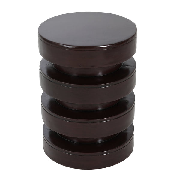 English Elm Modern Mgo Three Tier Round Accent Table Weather Resistant Patio and Living Room Decor Brown N770P359379B