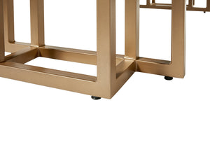 Sunpan Baldessara 94.5" Rustic Bronze Dining Table with Stylish Oak Veneer Top for Modern Elegance