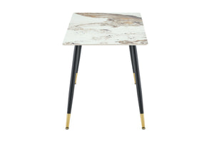 English Elm Modern Sintered Stone Rectangular Dining Table with Metal Legs for Four Seats Light Beige W3493S00013