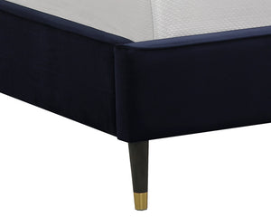 Sunpan Yosi Bed - Elegant Structured Design with Tufted Headboard and Antique Brass Accents for Comfort King