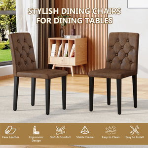 English Elm 4-pack Button-tufted Faux Suede Dining Chairs with Black Metal Legs for Modern W1151P295723