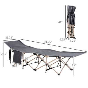English Elm Outsunny Portable Folding Camping Cot With Carry Bag, Side Pocket, Elevated Support For Travel & Outdoor Use W2225P200880-GIGA