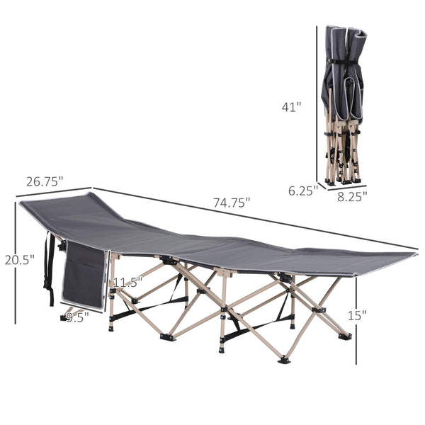 English Elm Outsunny Portable Folding Camping Cot With Carry Bag, Side Pocket, Elevated Support For Travel & Outdoor Use W2225P200880-GIGA