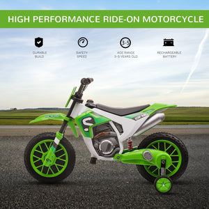 English Elm Aosom 12v Ride-on Dirt Bike for Kids with Training Wheels and Throttle Control W2225P200564