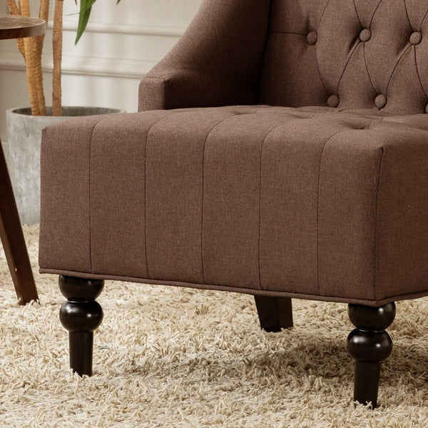 English Elm 1pc Wingback Accent Chair Diamond Tufted Polyester Upholstery Parlor Inspired Seating Chocolate B011P202554