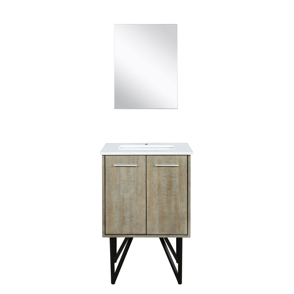 English Elm Rustic Acacia Bath Vanity with Cultured Marble Top, Soft-Close, Mirror Included, Durable Scratch-Resistant B2731S01509