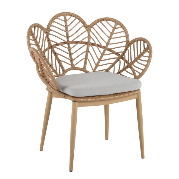 English Elm Christopher Knight Home® - Kirk Outdoor Wicker Peacock Papasan Chairs Set of 2 — Teak Legs, Light Brown PE Rattan, Beige Cushion, UV‑Resistant Comfort N775P271976B