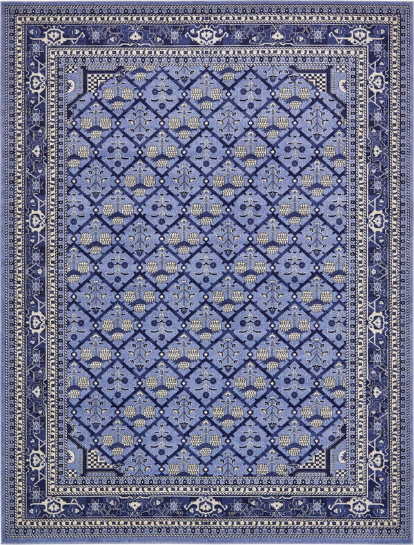 Unique Loom La Jolla Trellis Machine Made Geometric Rug Blue, Blue/Ivory/Navy Blue/Light Blue 9' 10" x 13' 0"