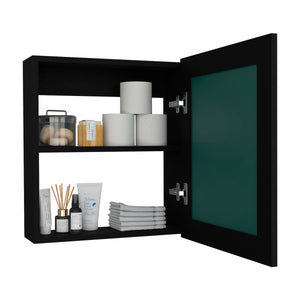 English Elm Luma Mirrored Medicine Cabinet 18.6" W x 5.7" D x 20.5" H Wall Organizer with Two Shelves, Sleek Durable Design Black 24.9 L x 20.1 W x 4 H B070P234355