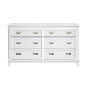 English Elm Gray Lacquer Six Drawer Dresser with Dovetail Wood Construction for Modern Bedrooms White B011P463883