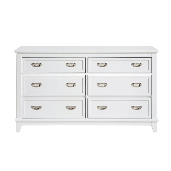 English Elm Gray Lacquer Six Drawer Dresser with Dovetail Wood Construction for Modern Bedrooms White B011P463883