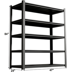 English Elm 83.86" Steel 5-tier Adjustable Shelving Unit Heavy Duty Rack for Garage Pantry T3625P497813