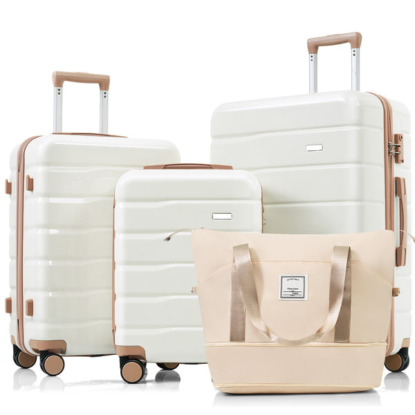 English Elm Luggage 4 Piece Abs Hard Shell Set with Spinner Wheels and Weekender Travel Bag N726P185031R