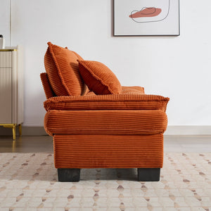 English Elm Corduroy Modern Sofa Sleeper Loveseat with Double-Layer Cushions, Two Pillows, Sturdy Frame 84" Orange W676P227342