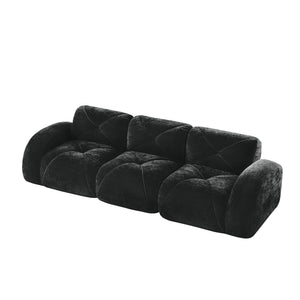 English Elm 110''boneless Velvet Sectional Sofa Modular Cloud Seating with Tufted Cushions for Living Rooms Black W714S01626