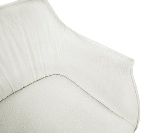 English Elm Luxury Rachael Bouclé Accent Chair with Curved Wrapback, Gold Stiletto Legs, Modern Glam Seating White 33 L x 33.5 W x 24 H B011P256312