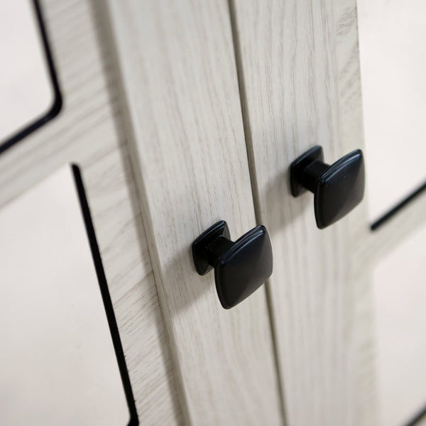English Elm 45" Mirrored Acrylic Door Sideboard Mdf Buffet Cabinet with Adjustable Shelves White Oak W2899P372749