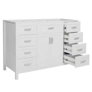 English Elm Christopher Knight Home® - 47" Bathroom Vanity Cabinet Base with 2 Soft-Close Doors & 8 Drawers, Pine Legs, Modern Classic Appeal White N759P337621K