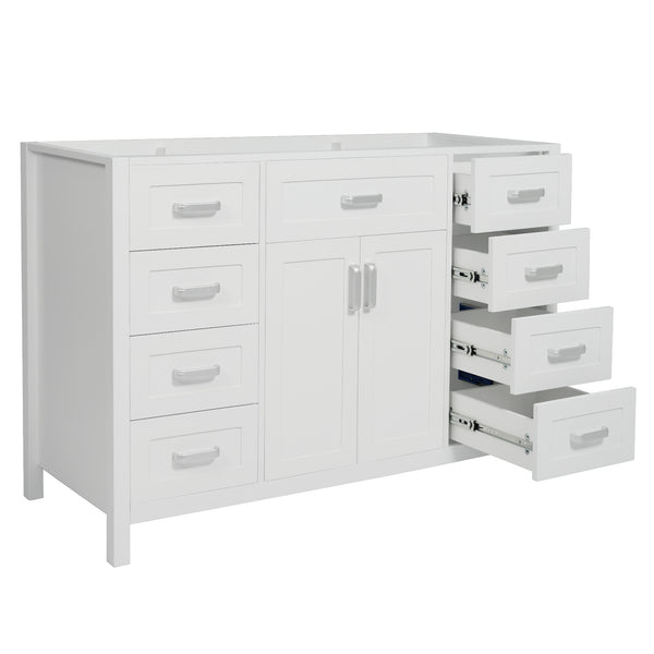 English Elm Christopher Knight Home® - 47" Bathroom Vanity Cabinet Base with 2 Soft-Close Doors & 8 Drawers, Pine Legs, Modern Classic Appeal White N759P337621K