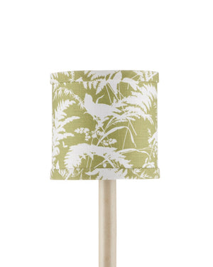 Currey & Company Aviary Drum Chandelier Shade Featuring Birds And Ferns On Citron Green For Stunning Home Decor Yellow Cotton 0900-0055-currey-company