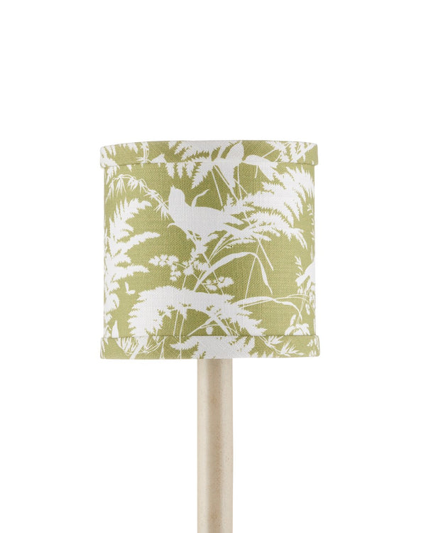 Currey & Company Aviary Drum Chandelier Shade Featuring Birds And Ferns On Citron Green For Stunning Home Decor Yellow Cotton 0900-0055-currey-company