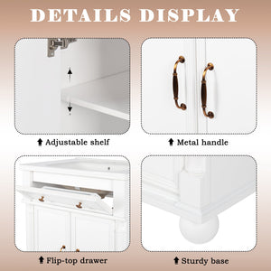 English Elm 27.8" Mid-century Freestanding Bathroom Vanity with Ceramic Sink Drawer and Wood Base White W1801S00006