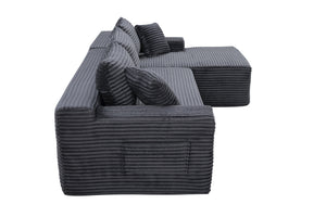 English Elm 106.3" Jumbo Corduroy L-shaped Sectional Deep Seat Sofa No Assembly Modern Living W5515S00035