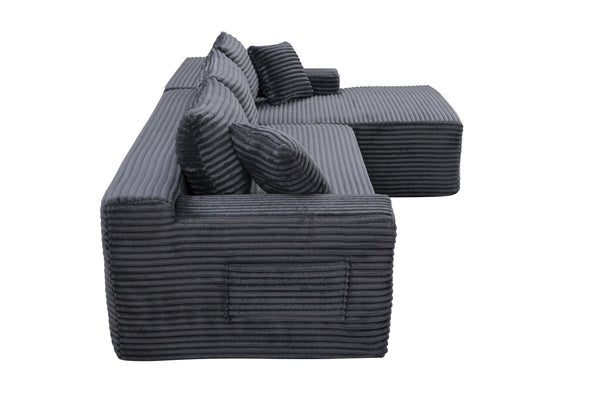 English Elm 106.3" Jumbo Corduroy L-shaped Sectional Deep Seat Sofa No Assembly Modern Living W5515S00035