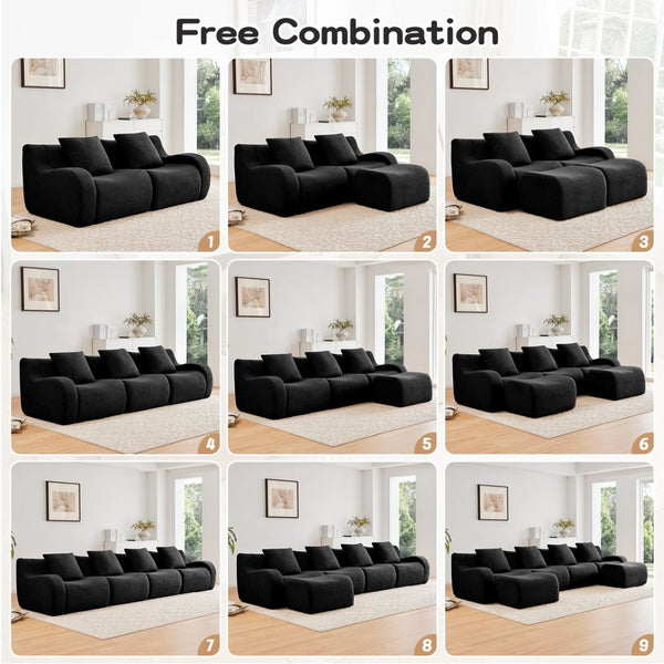 English Elm U-Shaped Plush Teddy Fabric Sofa - Ergonomic, No Assembly, Modular Design For Cozy Living Spaces W714S01464-GIGA