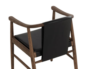 Sunpan Aran Dining Armchair - Mid-century Onyx Leather With Solid Oak Frame For Timeless Elegance Black Leather 111987