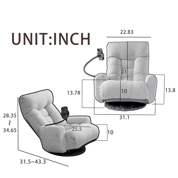 English Elm Adjustable ergonomic gaming lounge chair with 360° swivel, spring seat comfort and phone holder Gray W244P172639