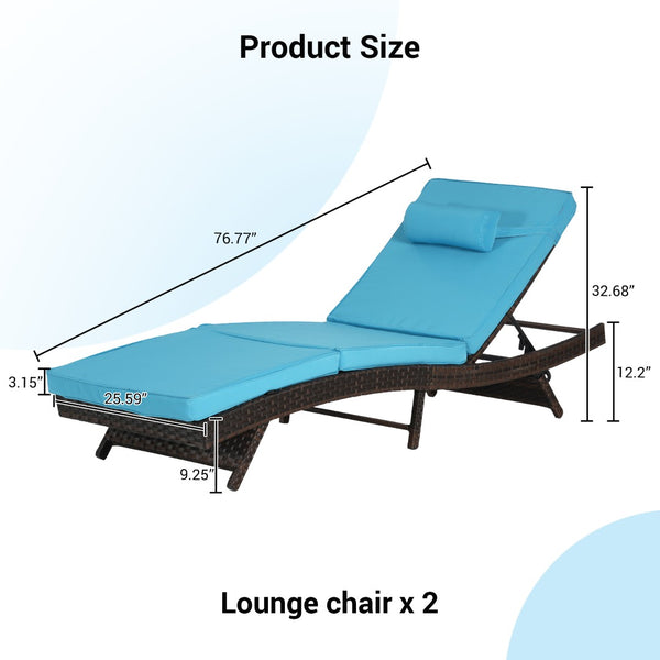 English Elm Outdoor Wicker Reclining Lounge Chair Set Of 2 - Adjustable Comfort, Durable Design For Pool & Patio W874P264723-GIGA