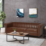 Christopher Knight Home® - Noble House - Drury Contemporary Channel Stitch 3 Seater Sofa With Nailhead Trim