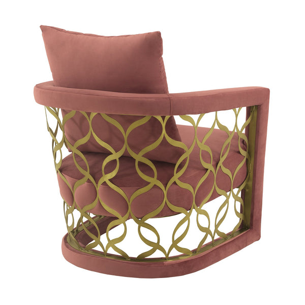 English Elm Corelli Blush Fabric Accent Chair with Intricate Inlay, Brushed Gold Legs, Durable Upholstery, No Assembly B2736P354384