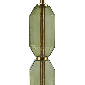JLA Home 510 Design - Faceted Green Glass Table Lamp with Gold Base, White Shade, 9W LED — Sculptural Modern Accent Light FB153-1183