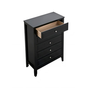 English Elm Daniel Assembled 5-Drawer Chest with English Dovetail Drawers, Metal Hardware & Solid Wood Frame Black 51 L x 34 W x 18 H B078P400744