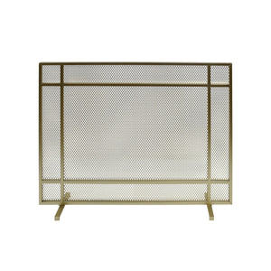 English Elm Christopher Knight Home® - FIRE Markus Modern Single Panel Iron Firescreen with Brushed Silver Finish, Minimalist Mesh Guard Gold 65183.00GLD