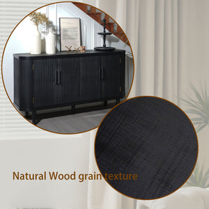 English Elm Accent Storage Cabinet - Modern Freestanding Buffet With Adjustable Shelves For Stylish Organization W2729P202565