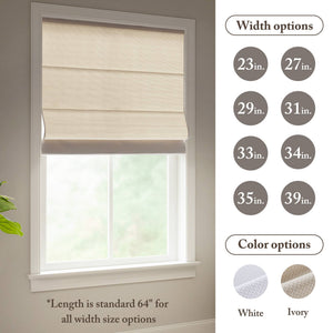 English Elm 1PC Cordless Roman Blind 33x64" Galen Matte Blackout Fabric, 100% Polyester, Energy Saving Ivory 5.96 L x 9.25 W x 8.07 H B035P341206