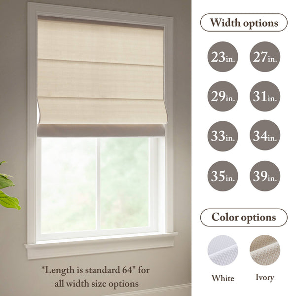 English Elm 1PC Cordless Roman Blind 33x64" Galen Matte Blackout Fabric, 100% Polyester, Energy Saving Ivory 5.96 L x 9.25 W x 8.07 H B035P341206