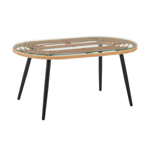 English Elm Pine 4-Piece Conversation Set with UV-Resistant Waterproof Fabric, Removable Cushions & Glass Top Cream B365P397657